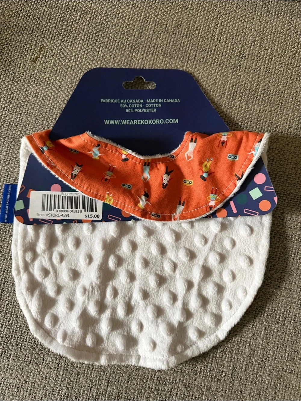 Orange Patterned Baby Bib
